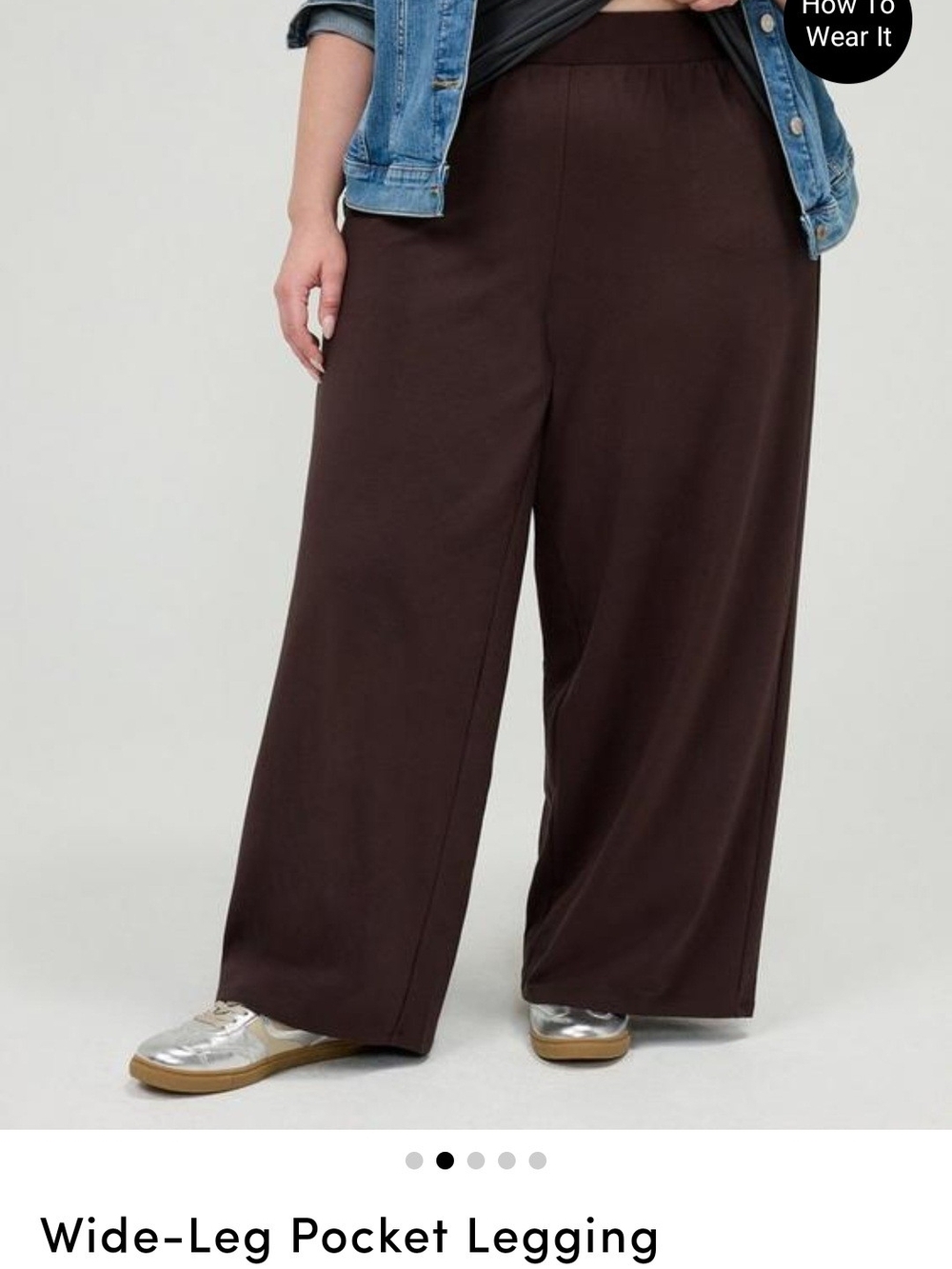 NWT Wide-Leg Pocket Legging Pants in Dark Brown - Picture 2 of 7